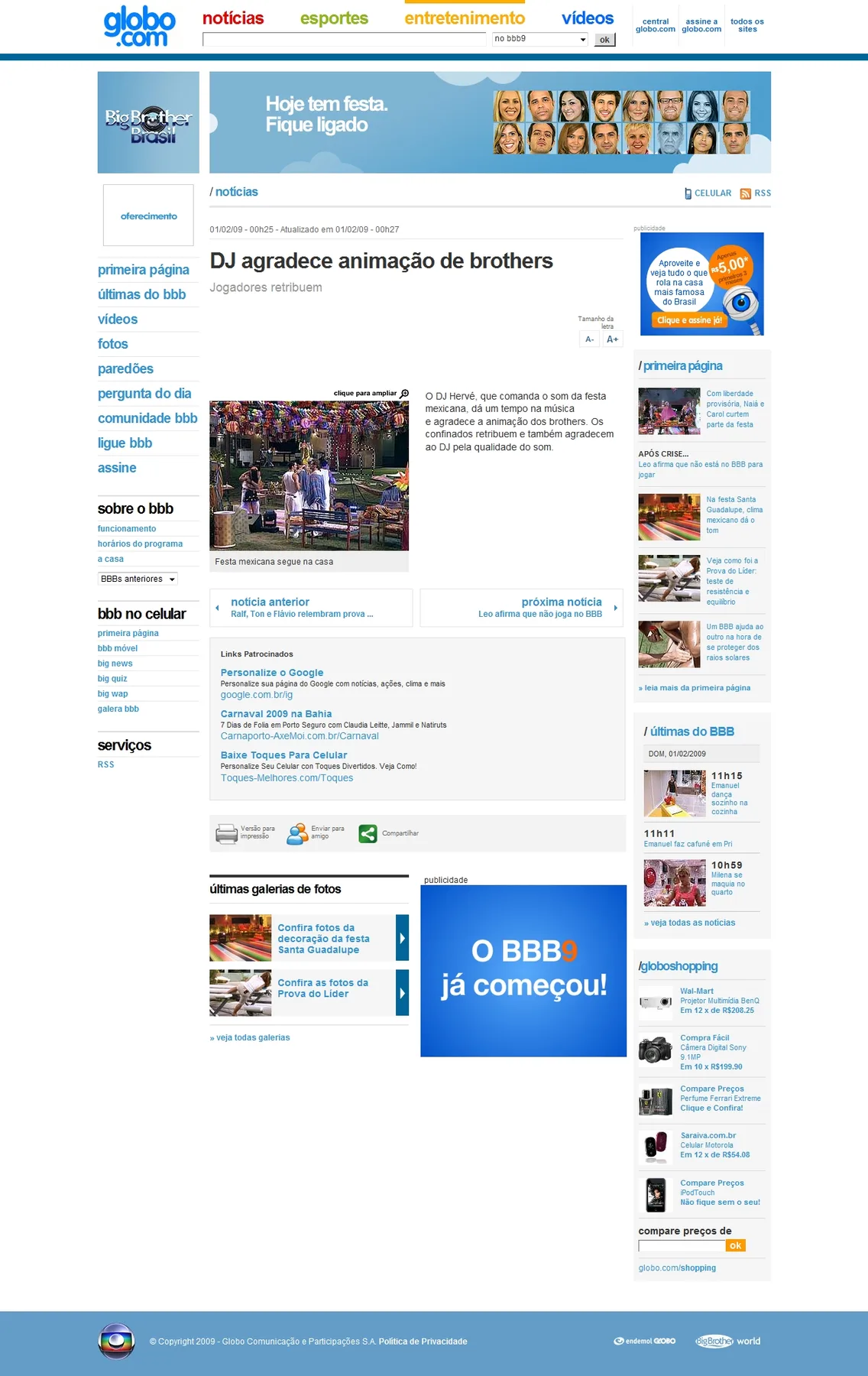 Big Brother Brasil 9 archive capture
