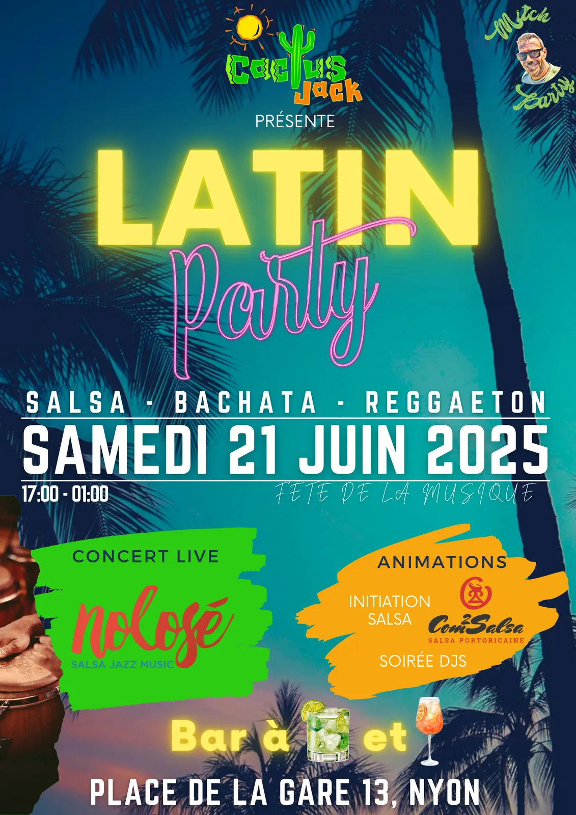 Cactus Jack Latin Party flyer for 21 June 2025 in Nyon